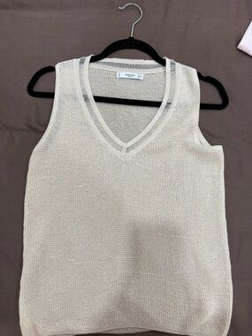 Mango Basics Open Weave Crewneck Sweater - Cream